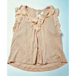 Anthropologie Ruffled V-Neck Top in Pink Blush Size Small NWT